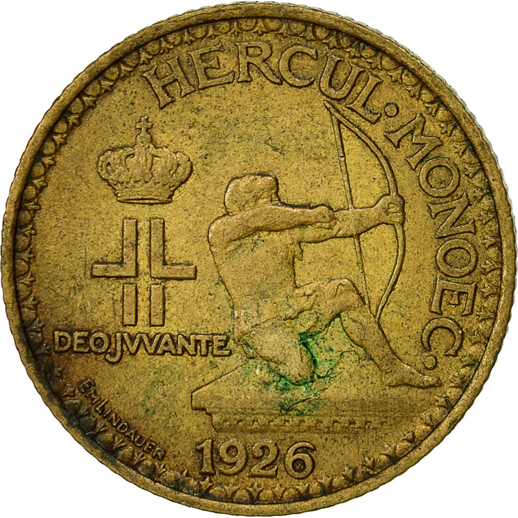 Coin, Monaco, Louis II, Franc, 1926, Poissy, EF(40-45), Aluminum-Bronze, KM:114