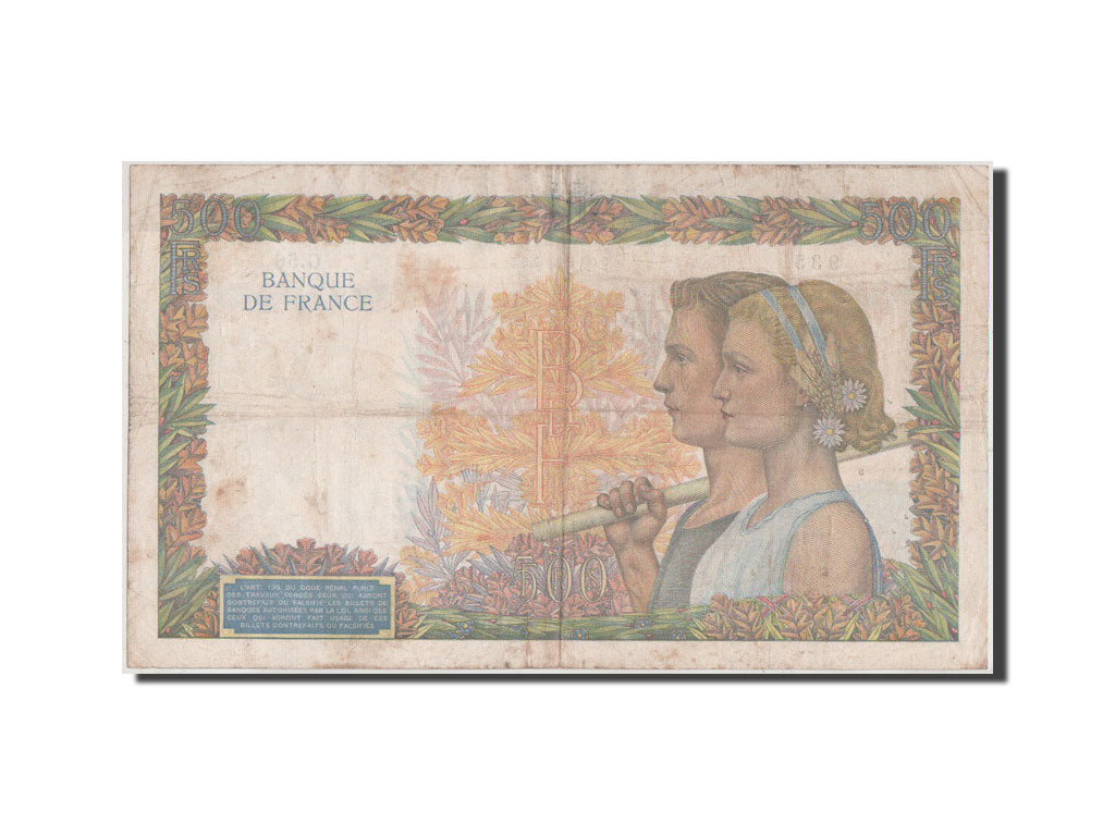 Francia, 500 Francs, 500 F 1940-1944 ''La Paix'', 1940, KM:95a, MB+, Fayette:...