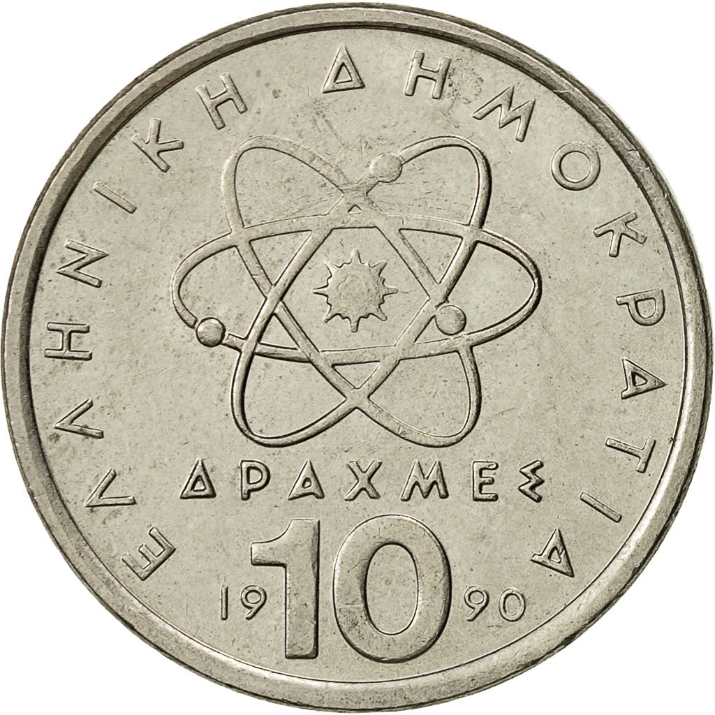 Coin, Greece, 10 Drachmes, 1990, EF(40-45), Copper-nickel, KM:132