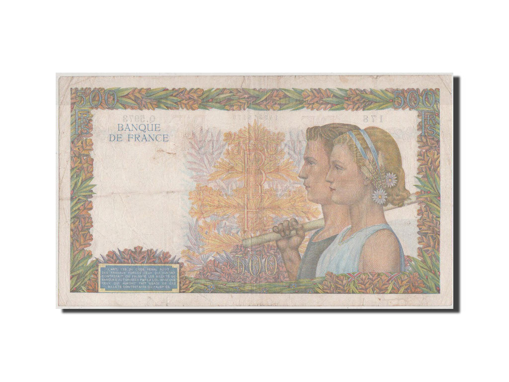 Billete, Francia, 500 Francs, 500 F 1940-1944 ''La Paix'', 1942, BC+