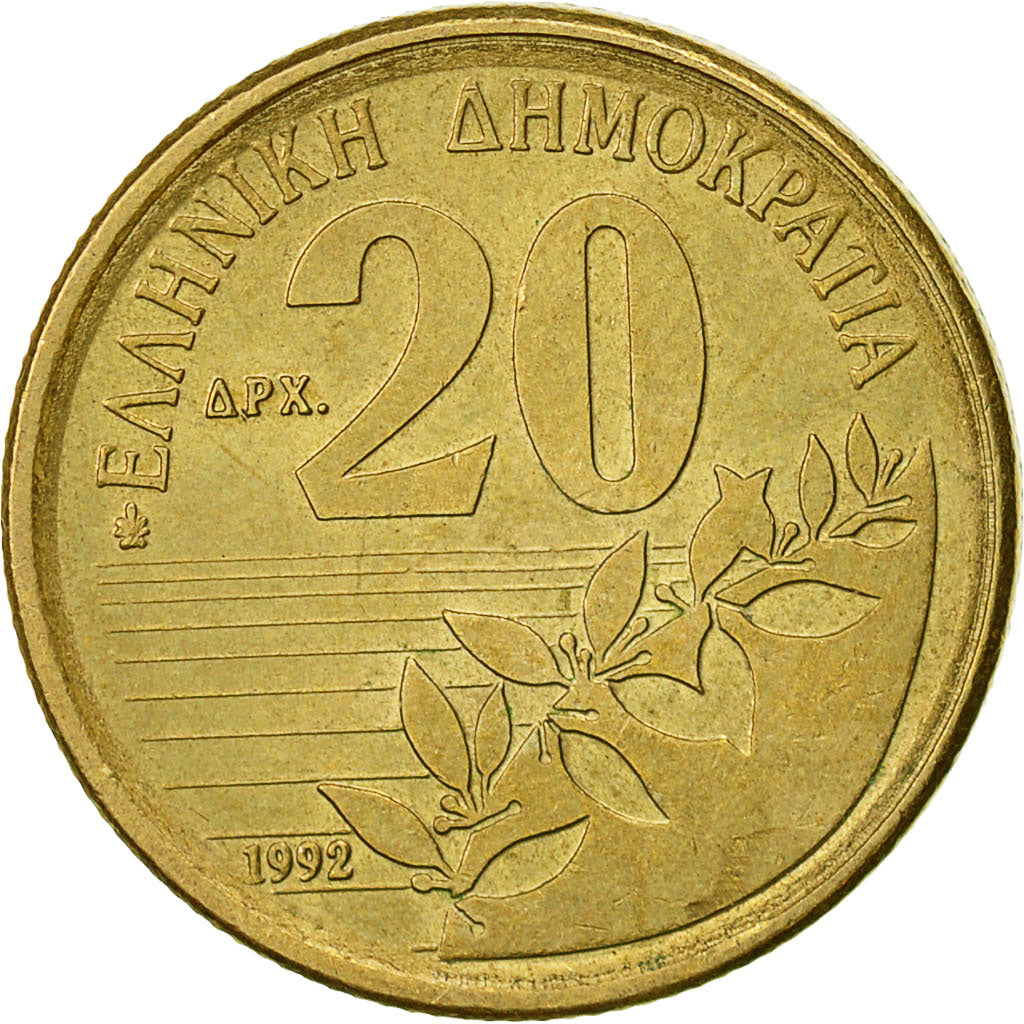 Coin, Greece, 20 Drachmes, 1992, EF(40-45), Aluminum-Bronze, KM:154