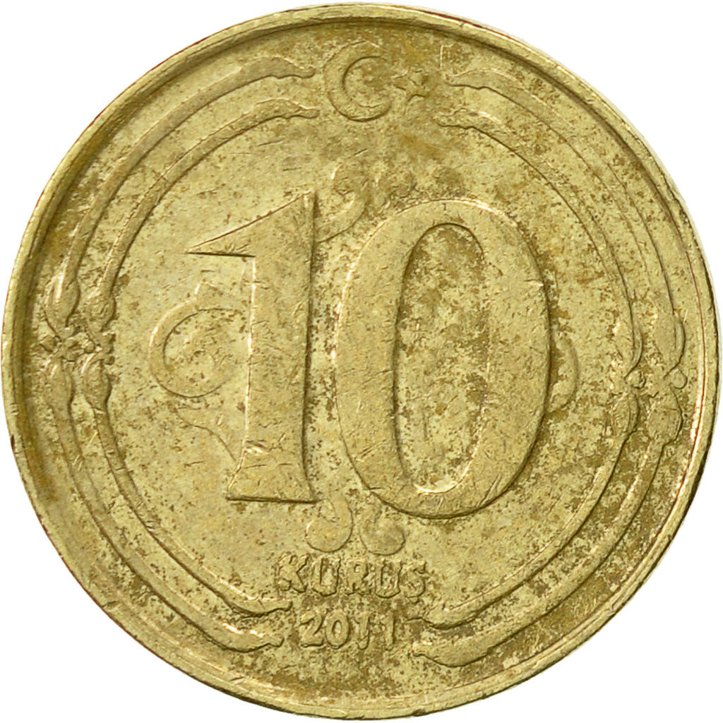 Monnaie, Turquie, 10 Kurus, 2011, TB+, Laiton, KM:1241