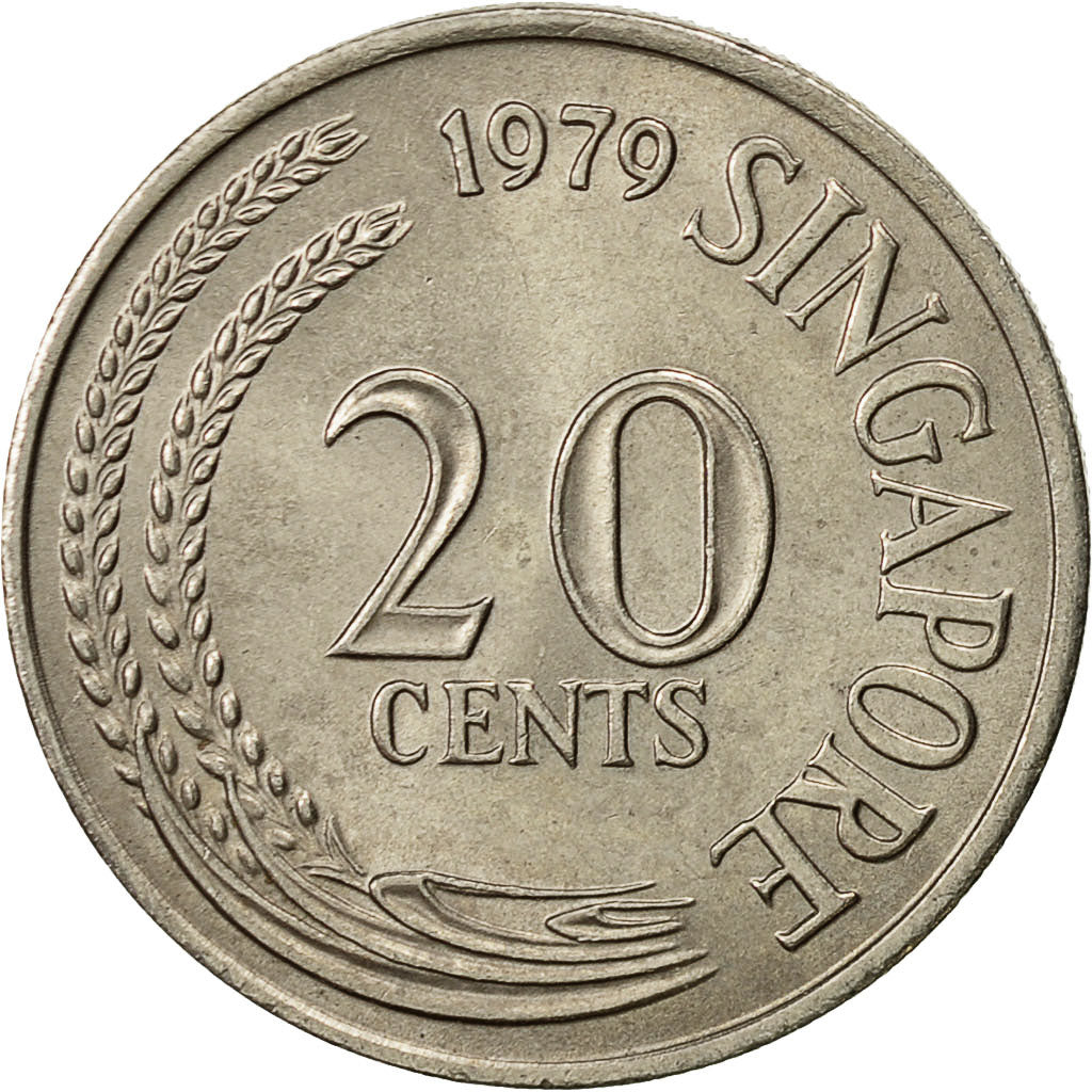 Coin, Singapore, 20 Cents, 1979, Singapore Mint, AU(55-58), Copper-nickel, KM:4