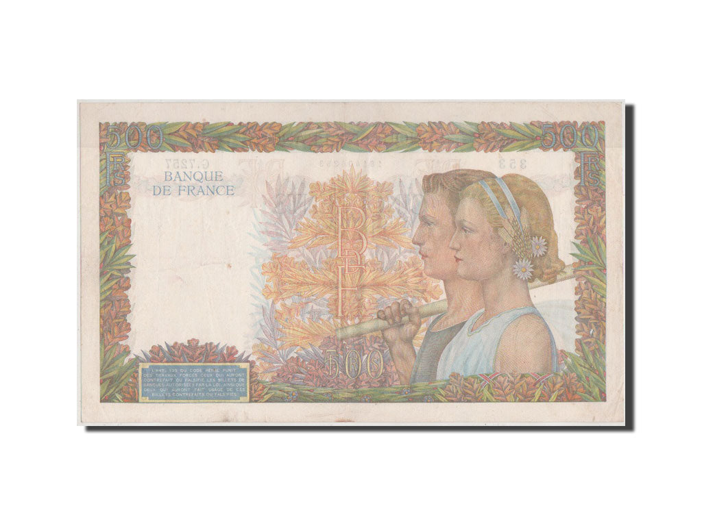 France, 500 Francs, 500 F 1940-1944 ''La Paix'', 1942, KM #95b, AU(55-58),...