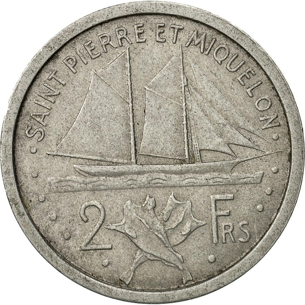 SAINT PIERRE & MIQUELON, 2 Francs, 1948, Paris, EF(40-45), Aluminum, KM:2