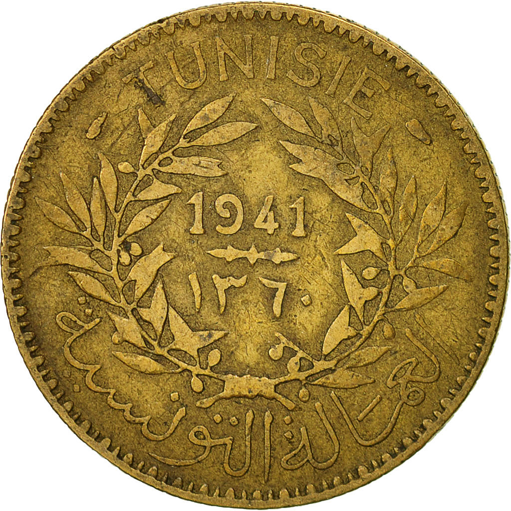 Coin, Tunisia, Anonymous, 2 Francs, 1941, Paris, EF(40-45), Aluminum-Bronze