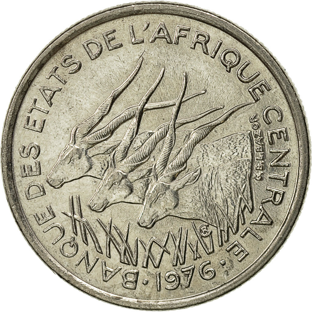 Coin, Central African States, 50 Francs, 1976, Paris, AU(55-58), Nickel, KM:11