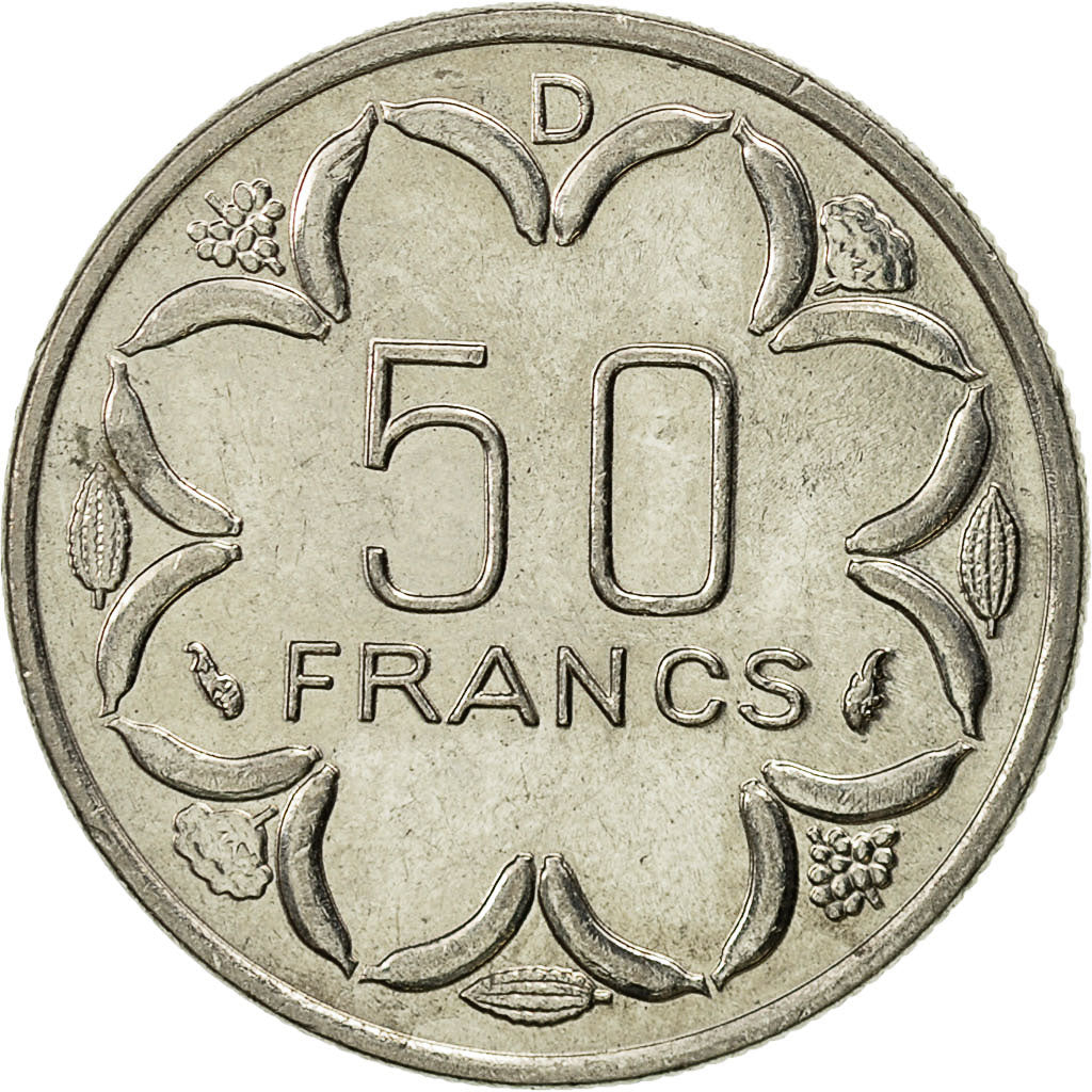 Coin, Central African States, 50 Francs, 1976, Paris, AU(55-58), Nickel, KM:11