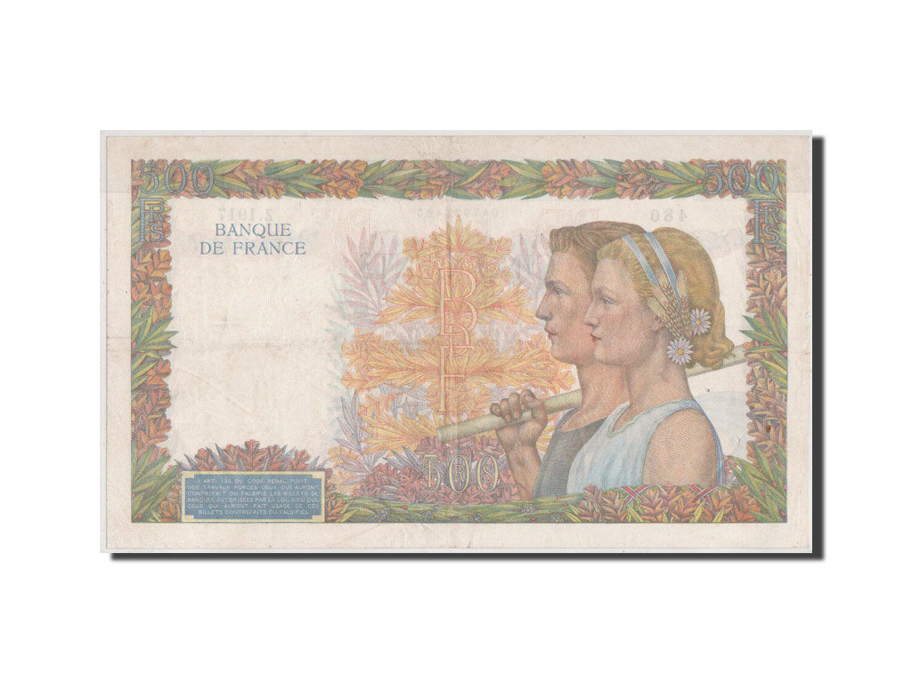 France, 500 Francs, 500 F 1940-1944 ''La Paix'', 1941, KM #95a, EF(40-45),...
