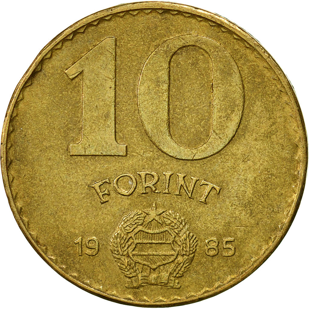 Coin, Hungary, 10 Forint, 1985, Budapest, EF(40-45), Aluminum-Bronze, KM:636