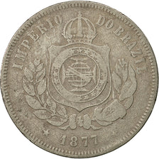Moneta, Brasile, Pedro II, 200 Reis, 1877, MB, Rame-nichel, KM:478