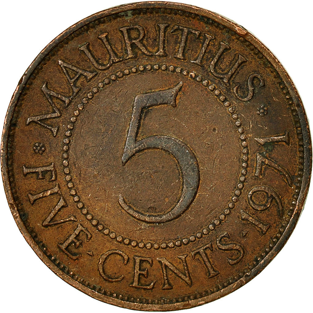 Coin, Mauritius, Elizabeth II, 5 Cents, 1971, VF(30-35), Bronze, KM:34