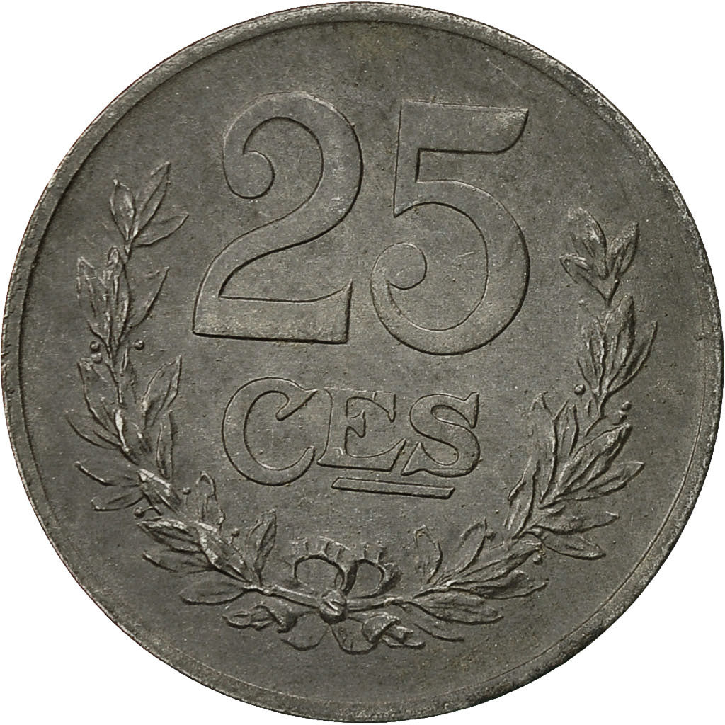 Luxemburgo, Charlotte, 25 Centimes, 1922, MBC, Hierro, KM:32