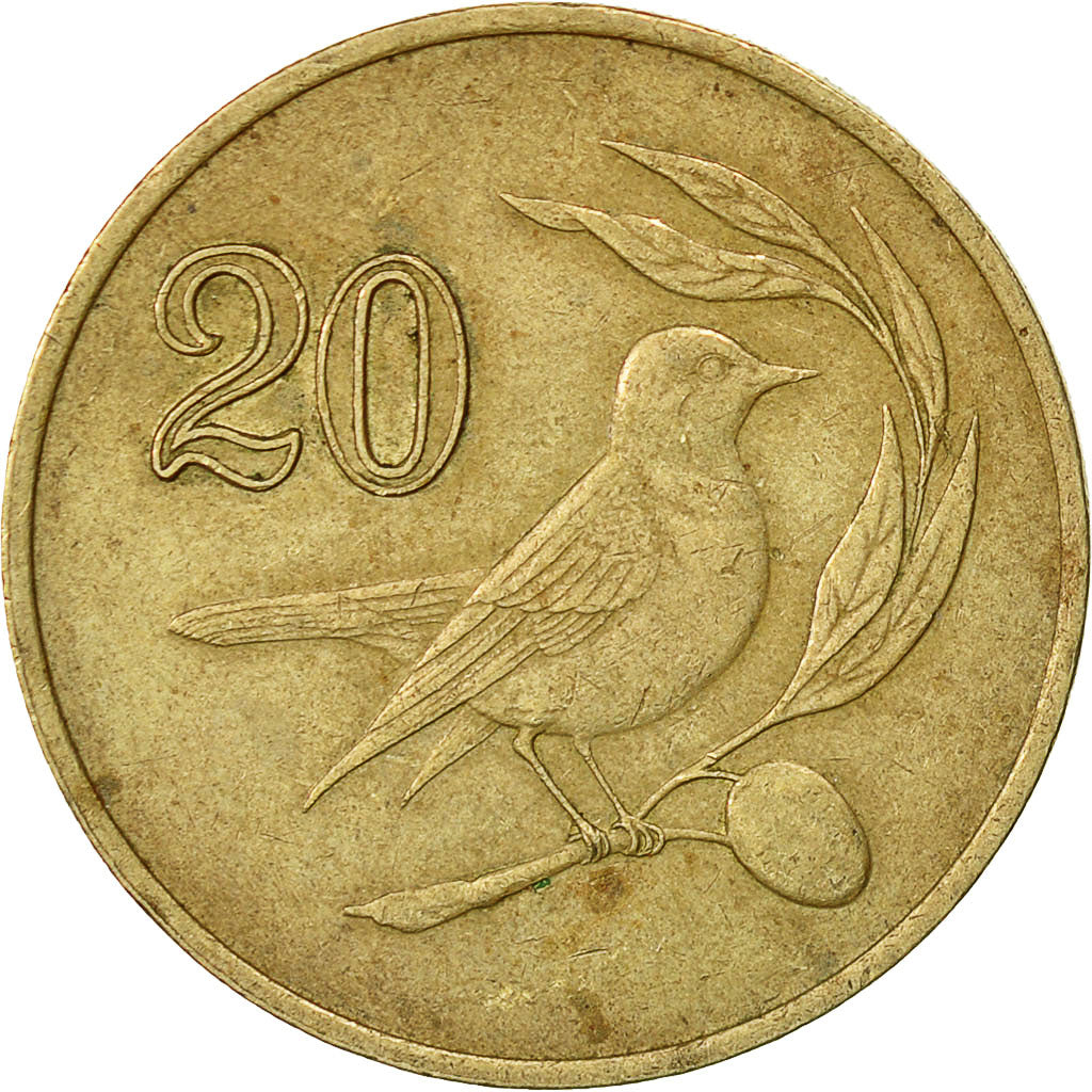 Coin, Cyprus, 20 Cents, 1985, EF(40-45), Nickel-brass, KM:57.2