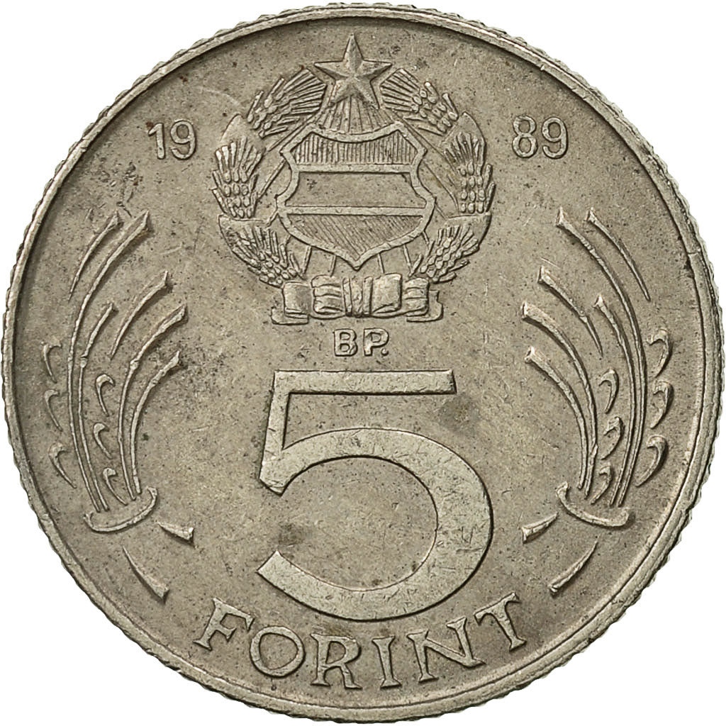 Coin, Hungary, 5 Forint, 1989, Budapest, EF(40-45), Copper-nickel, KM:635