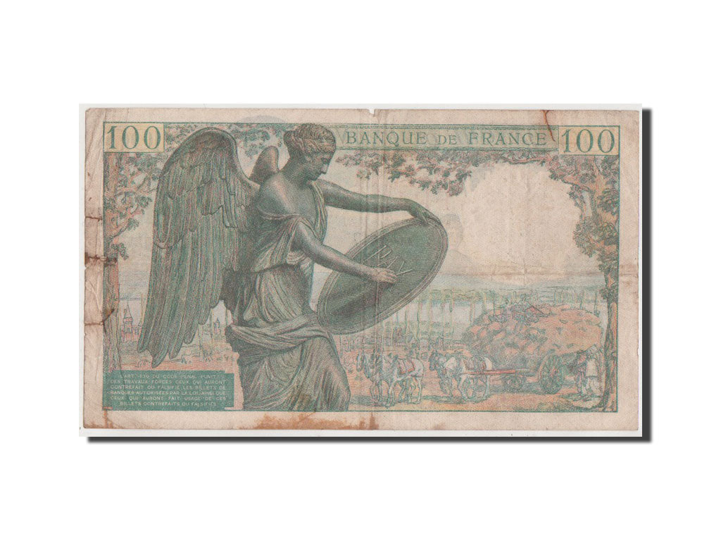 Francia, 100 Francs, 100 F 1942-1944 ''Descartes'', 1942, KM:101a, B+, Fayett...