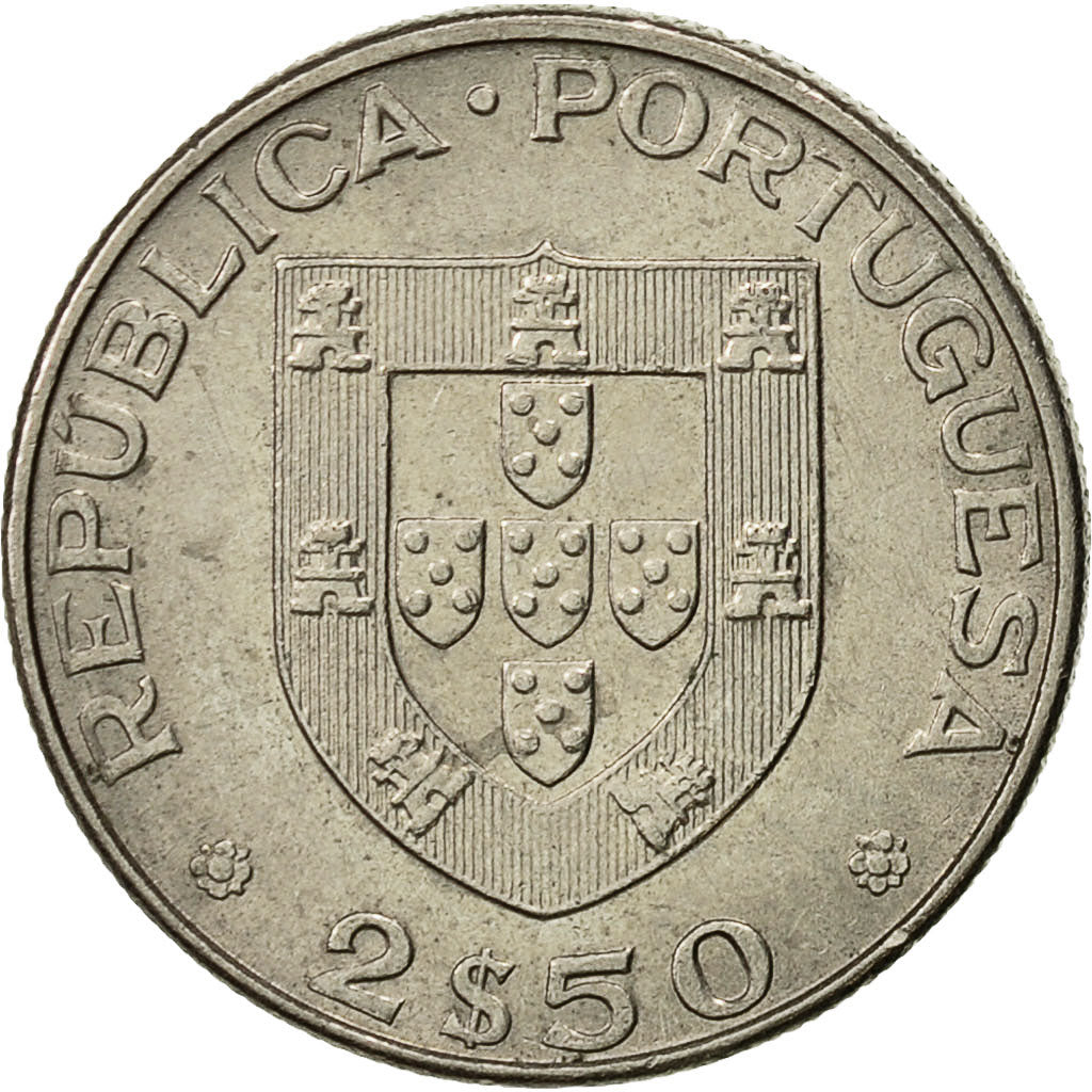 Coin, Portugal, 2-1/2 Escudos, 1977, Lisbon, EF(40-45), Copper-nickel, KM:605