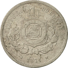 Coin, Brazil, Pedro II, 100 Reis, 1871, EF(40-45), Copper-nickel, KM:477