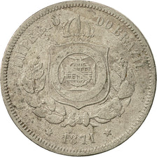 Moneta, Brasile, Pedro II, 100 Reis, 1871, BB, Rame-nichel, KM:477