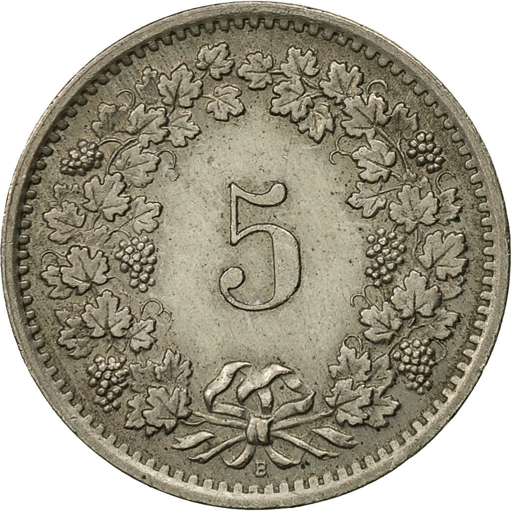 Coin, Switzerland, 5 Rappen, 1969, Bern, EF(40-45), Copper-nickel, KM:26