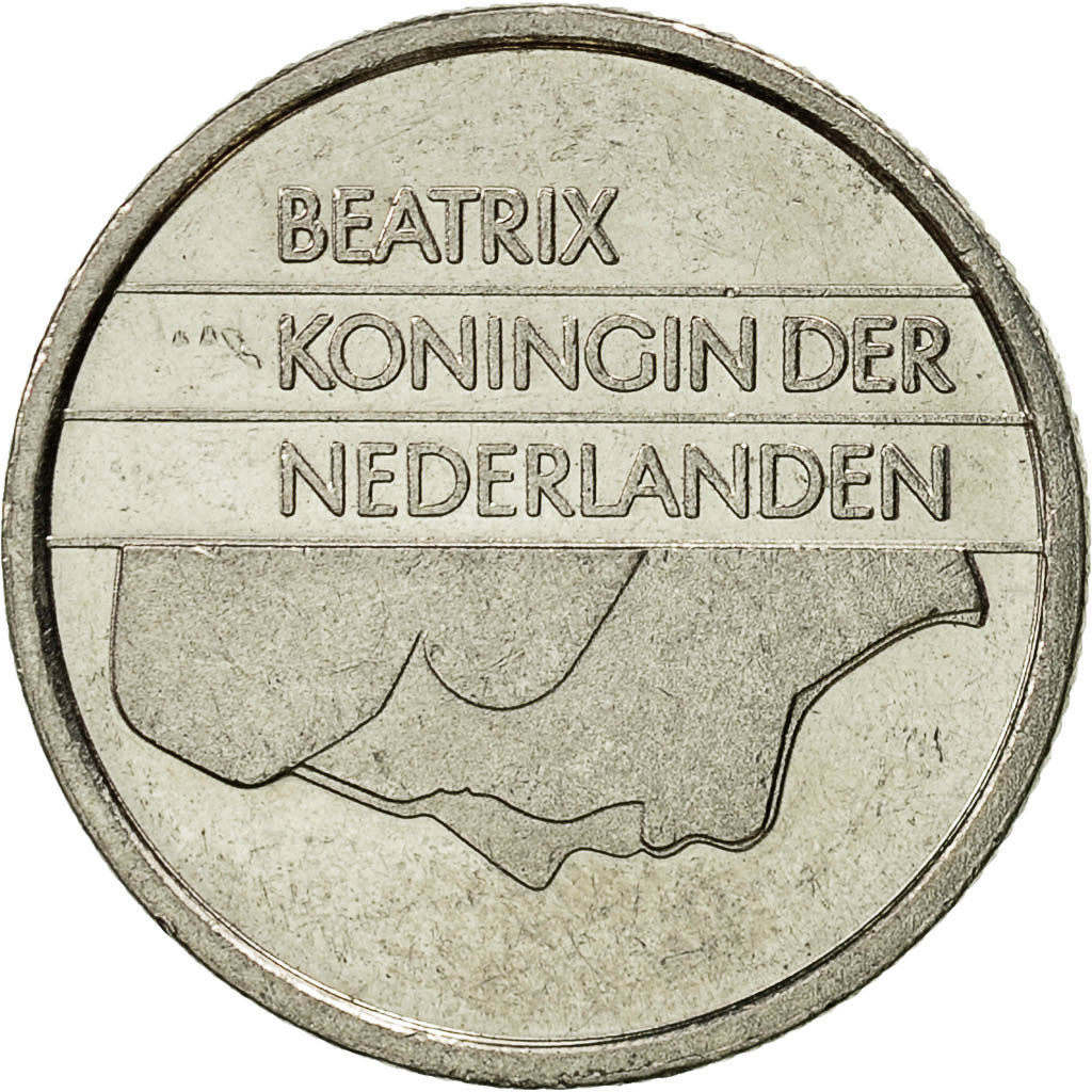 Coin, Netherlands, Beatrix, 25 Cents, 1989, EF(40-45), Nickel, KM:204
