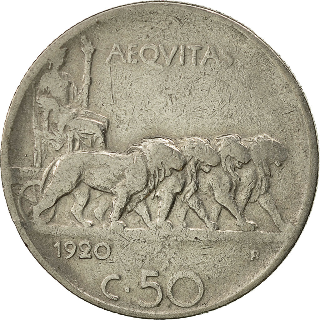 Coin, Italy, Vittorio Emanuele III, 50 Centesimi, 1920, Rome, EF(40-45), Nickel