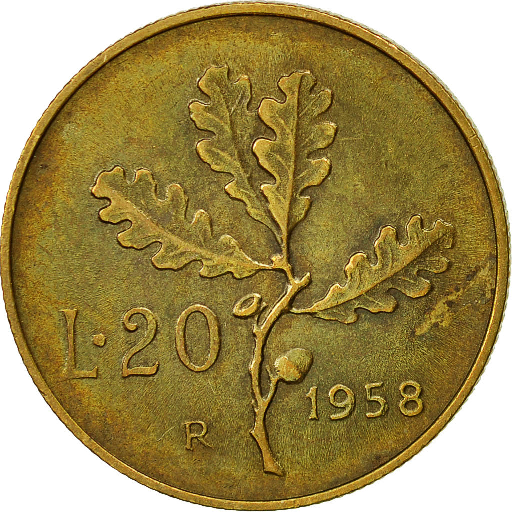Monnaie, Italie, 20 Lire, 1958, Rome, TTB, Aluminum-Bronze, KM:97.1