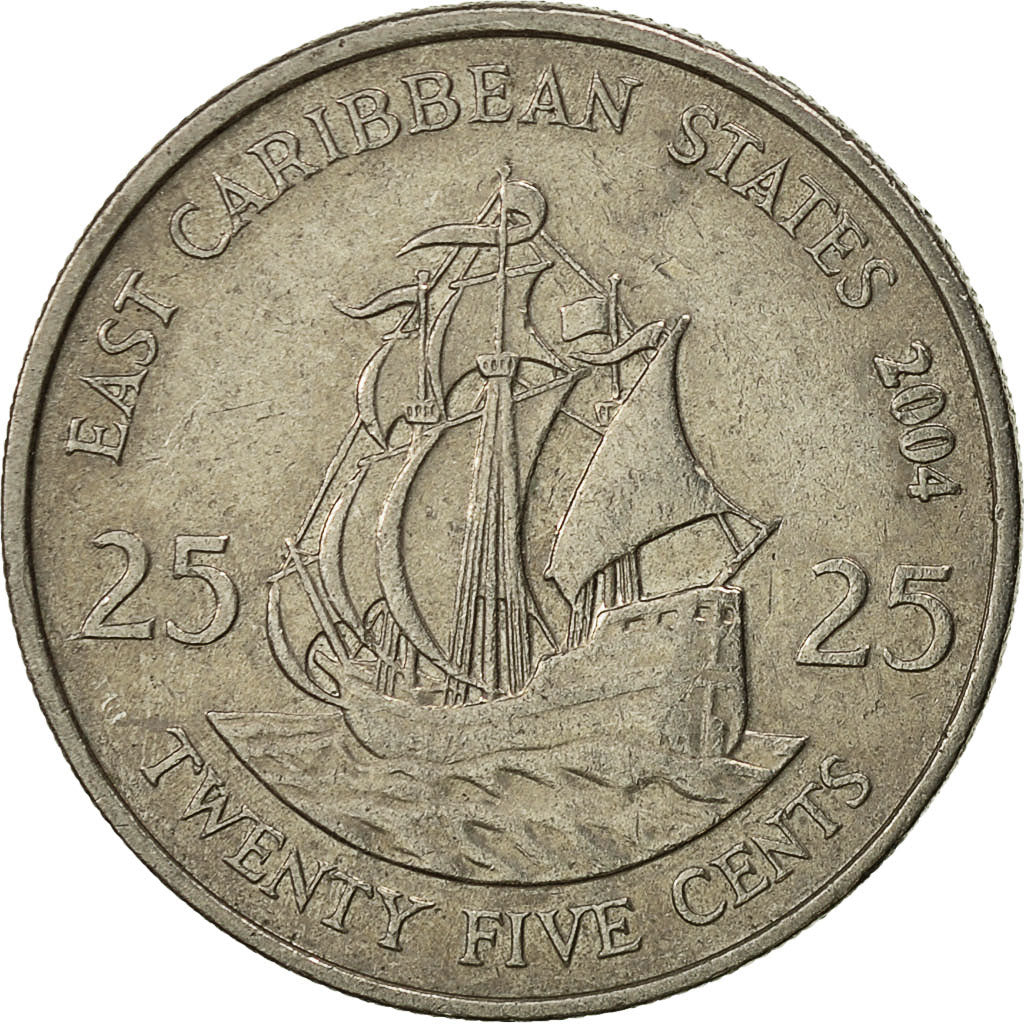 Coin, East Caribbean States, Elizabeth II, 25 Cents, 2004, British Royal Mint
