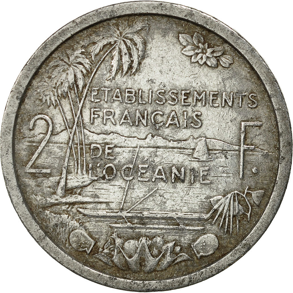 Coin, FRENCH OCEANIA, 2 Francs, 1949, EF(40-45), Aluminum, KM:3