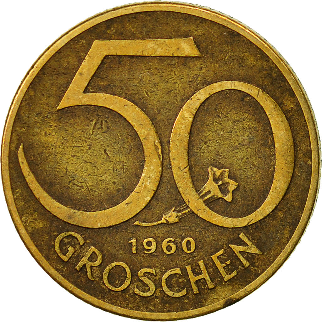 Coin, Austria, 50 Groschen, 1960, EF(40-45), Aluminum-Bronze, KM:2885