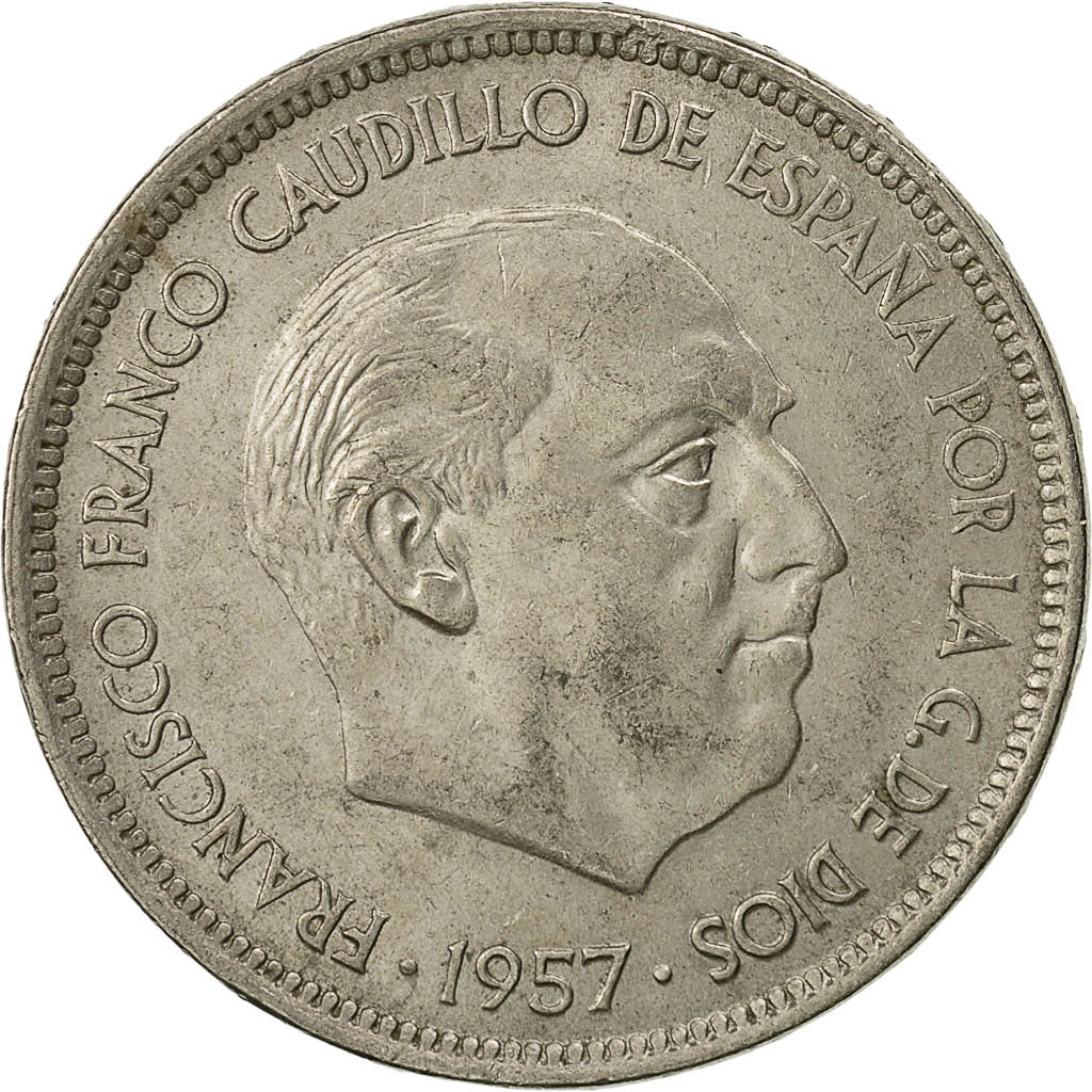 Coin, Spain, Caudillo and regent, 50 Pesetas, 1971, AU(50-53), Copper-nickel