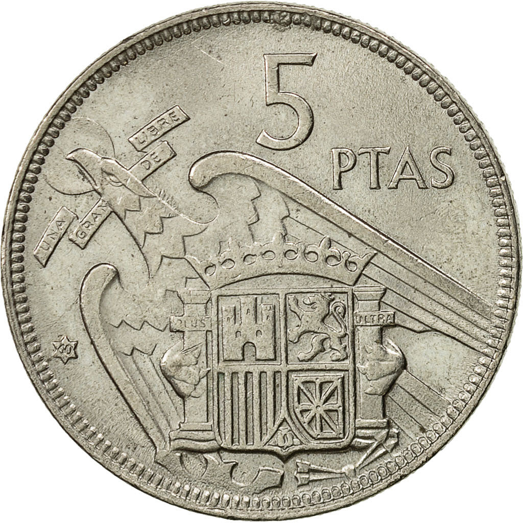 Moneta, Spagna, Caudillo and regent, 5 Pesetas, 1960, SPL-, Rame-nichel, KM:786