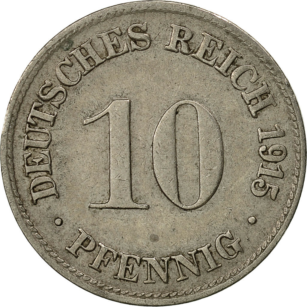 Coin, GERMANY - EMPIRE, Wilhelm II, 10 Pfennig, 1915, Munich, EF(40-45)