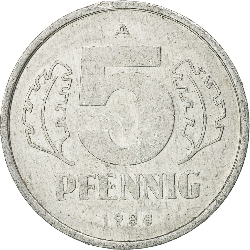 Coin, GERMAN-DEMOCRATIC REPUBLIC, 5 Pfennig, 1988, Berlin, EF(40-45), Aluminum