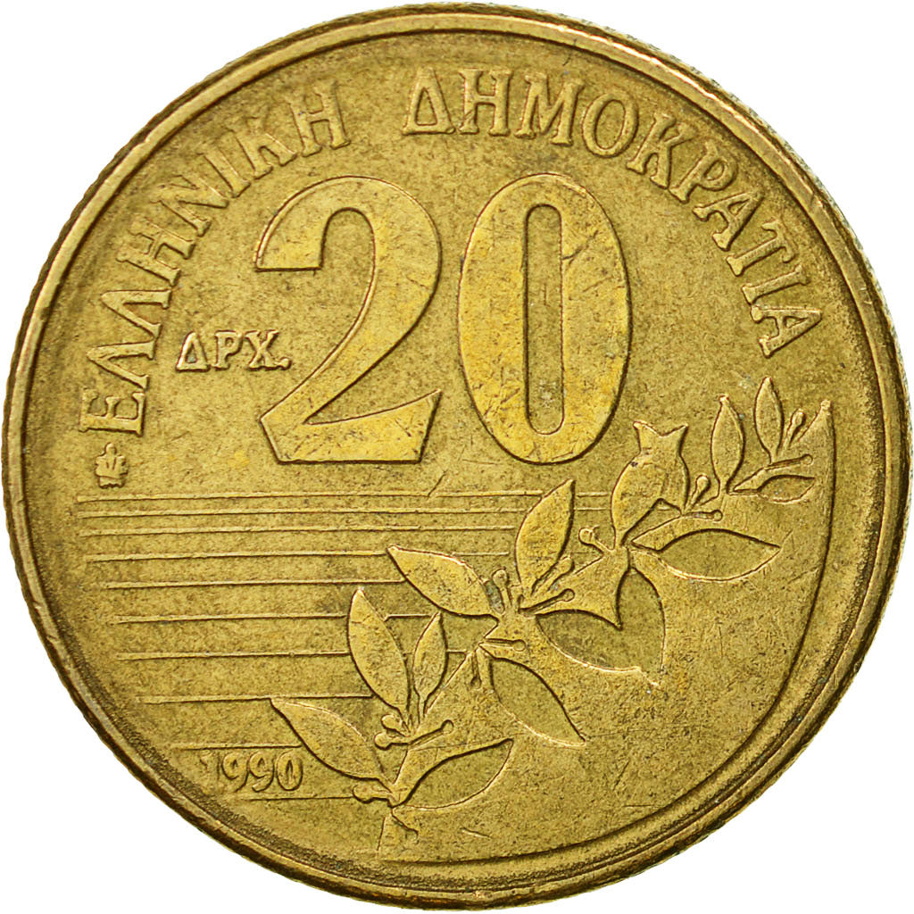 Coin, Greece, 20 Drachmes, 1990, EF(40-45), Aluminum-Bronze, KM:154