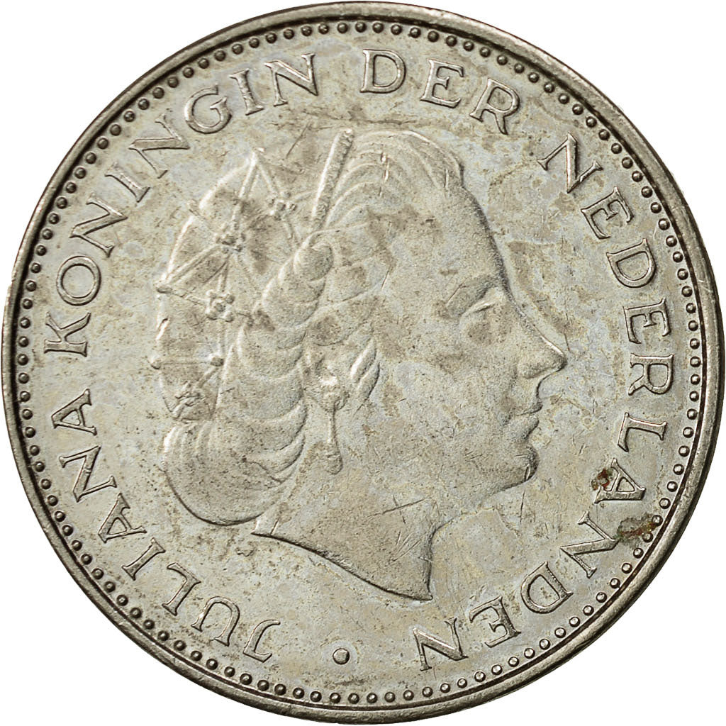 Coin, Netherlands, Juliana, 2-1/2 Gulden, 1971, AU(50-53), Nickel, KM:191