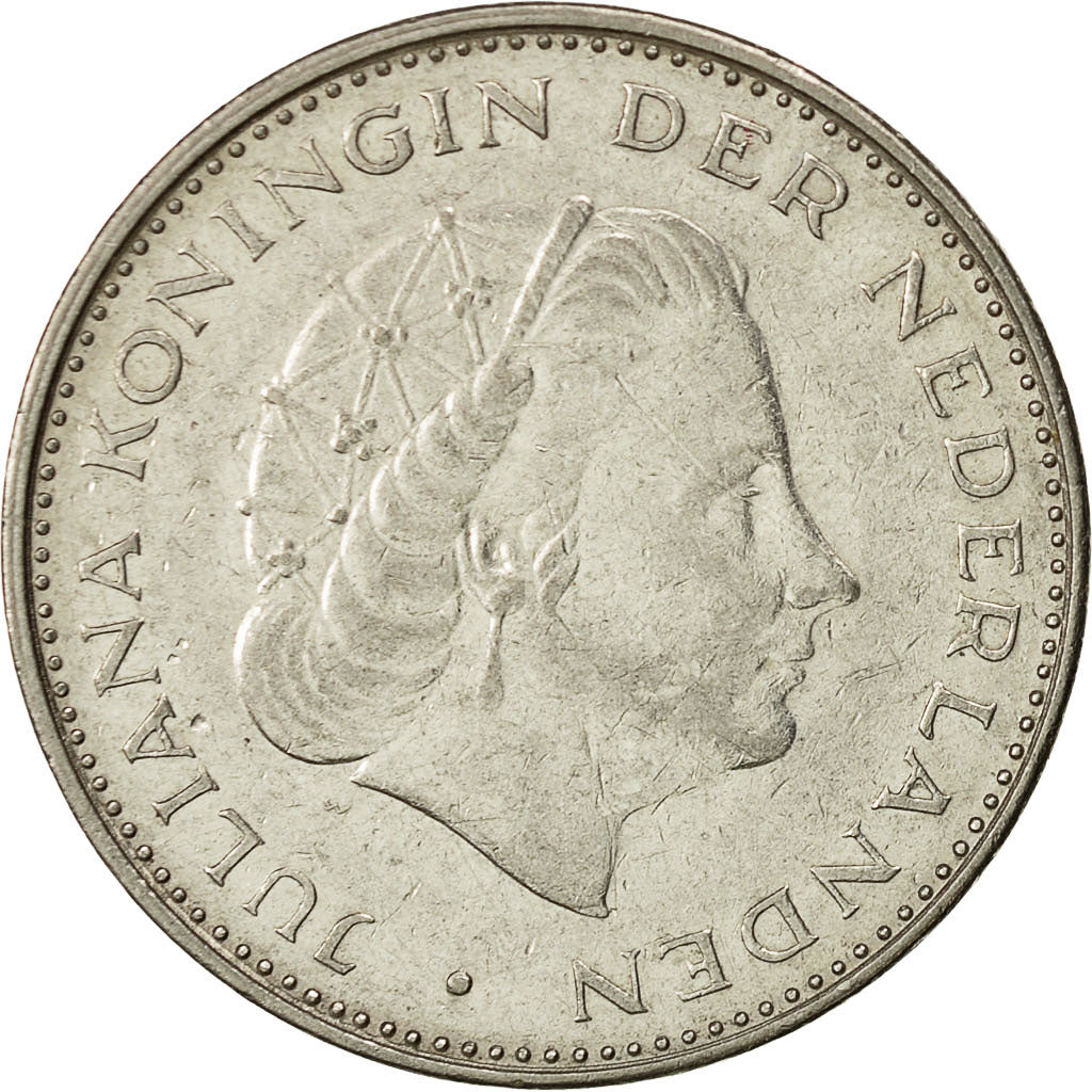 Coin, Netherlands, Juliana, 2-1/2 Gulden, 1970, AU(50-53), Nickel, KM:191