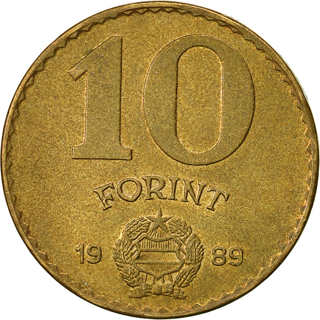 Coin, Hungary, 10 Forint, 1989, Budapest, EF(40-45), Aluminum-Bronze, KM:636