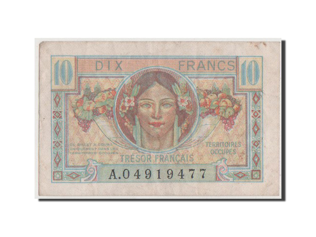 France, 10 Francs, 1947 French Treasury, 1947, KM #M7a, VF(30-35), A.04919477,..