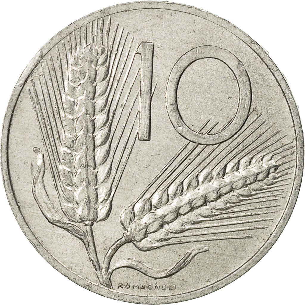 Coin, Italy, 10 Lire, 1981, Rome, EF(40-45), Aluminum, KM:93