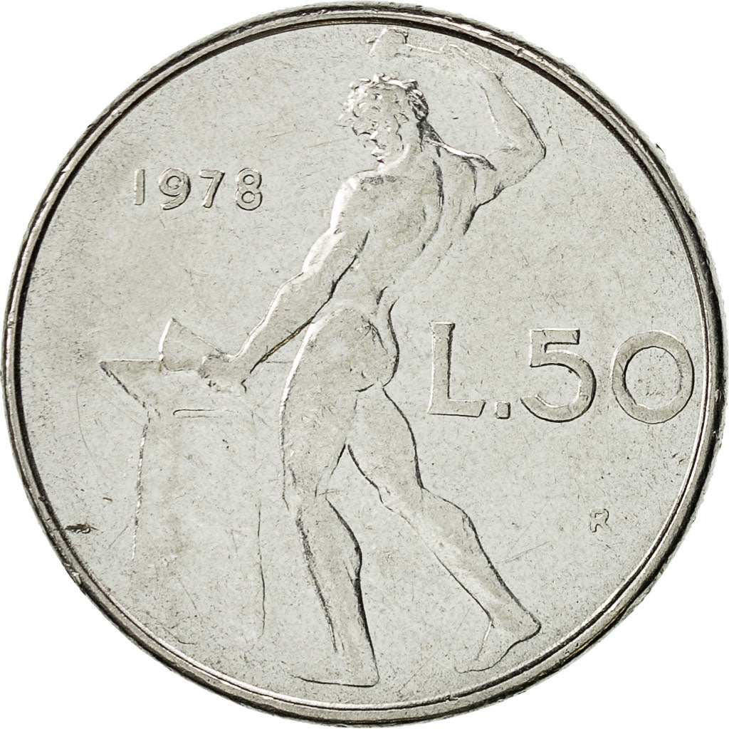 Coin, Italy, 50 Lire, 1978, Rome, EF(40-45), Stainless Steel, KM:95.1