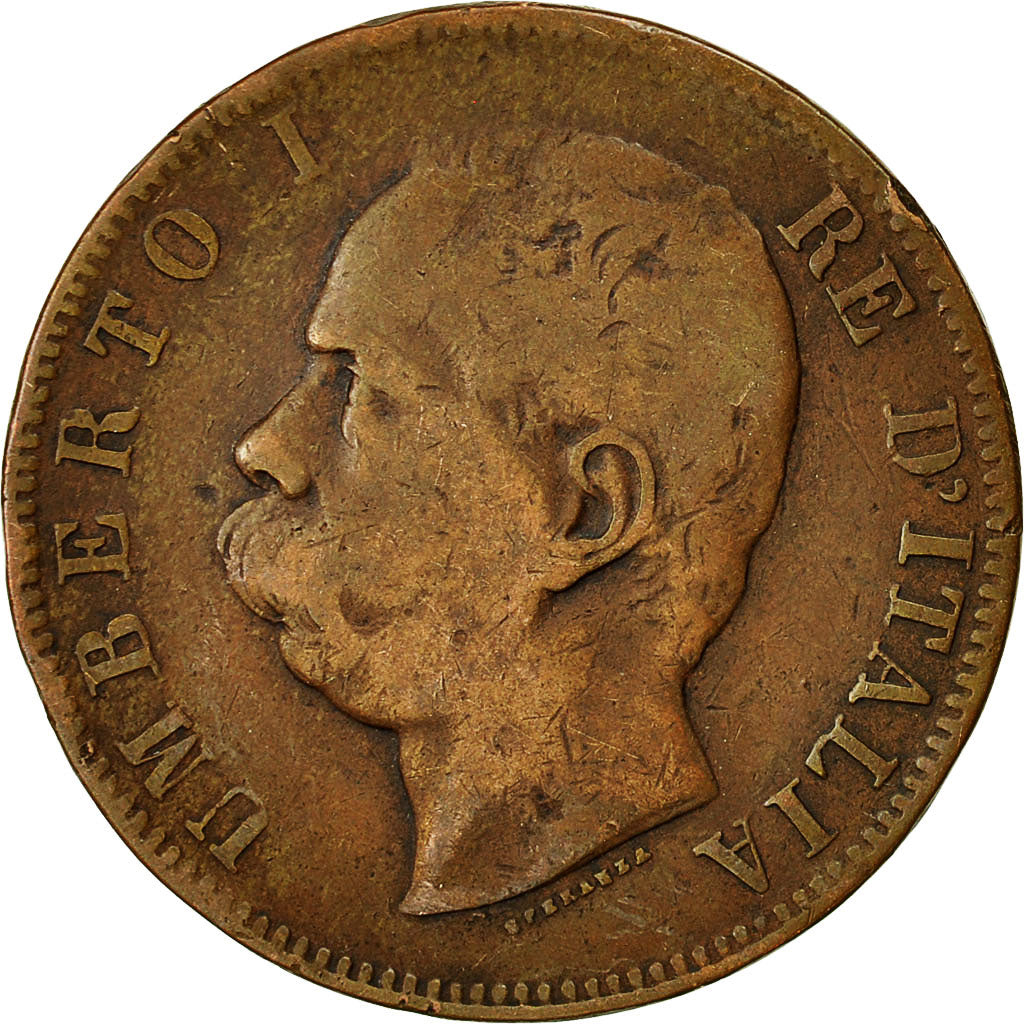 Coin, Italy, Umberto I, 10 Centesimi, 1893, Birmingham, F(12-15), Copper