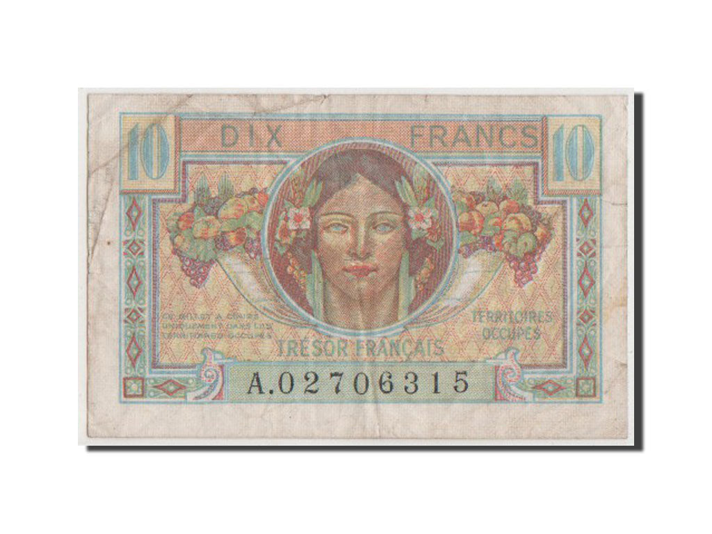 France, 10 Francs, 1947 French Treasury, 1947, KM #M7a, F(12-15), A.02706315,...