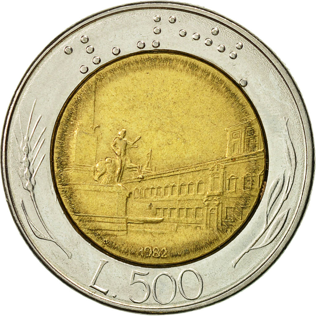 Coin, Italy, 500 Lire, 1982, Rome, EF(40-45), Bi-Metallic, KM:111