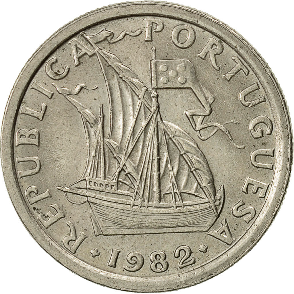 Coin, Portugal, 2-1/2 Escudos, 1982, AU(55-58), Copper-nickel, KM:590