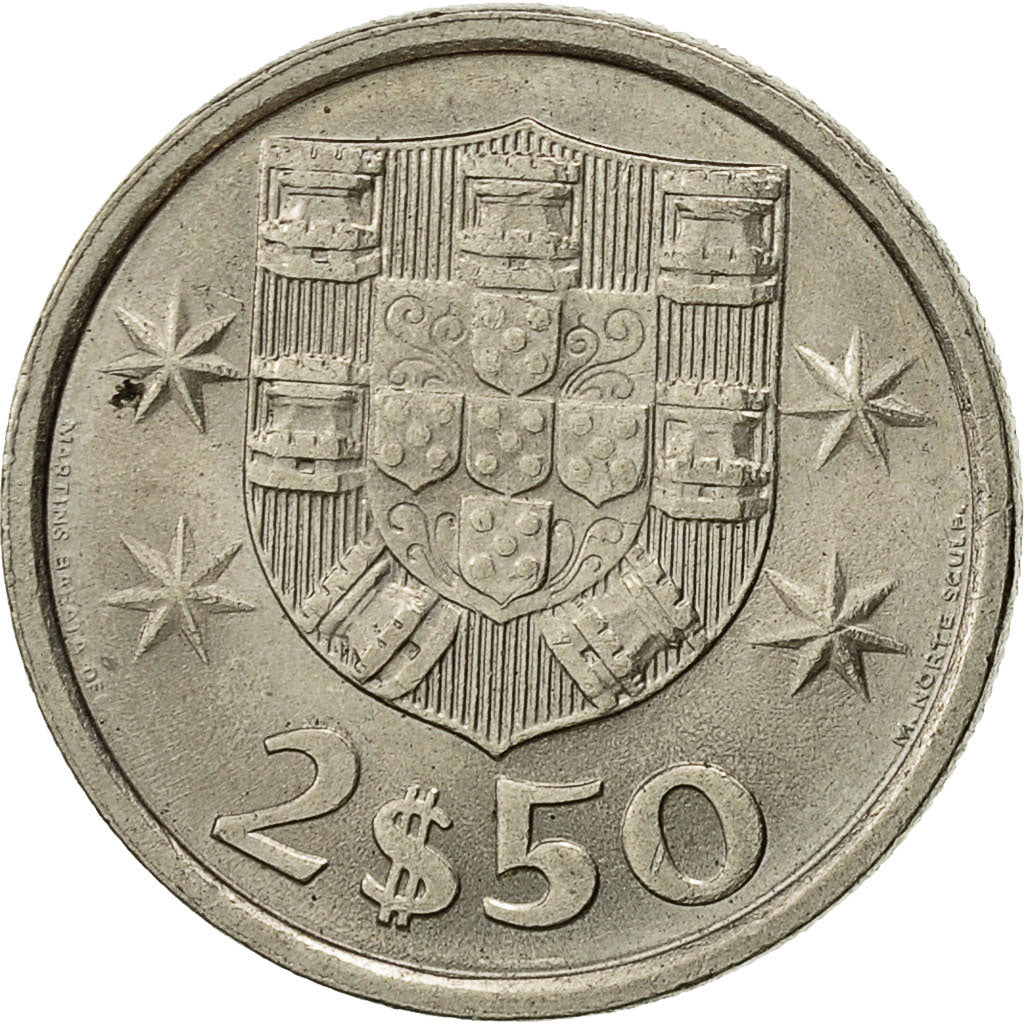 Coin, Portugal, 2-1/2 Escudos, 1982, AU(55-58), Copper-nickel, KM:590