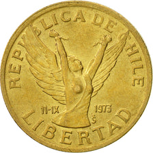 Cile, 10 Pesos, 1989, Santiago, SPL-, Alluminio-bronzo, KM:218.2