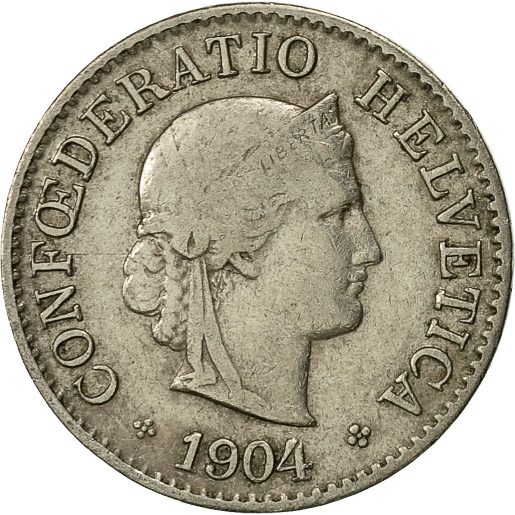 Switzerland, 5 Rappen, 1904, Bern, EF(40-45), Copper-nickel, KM:26