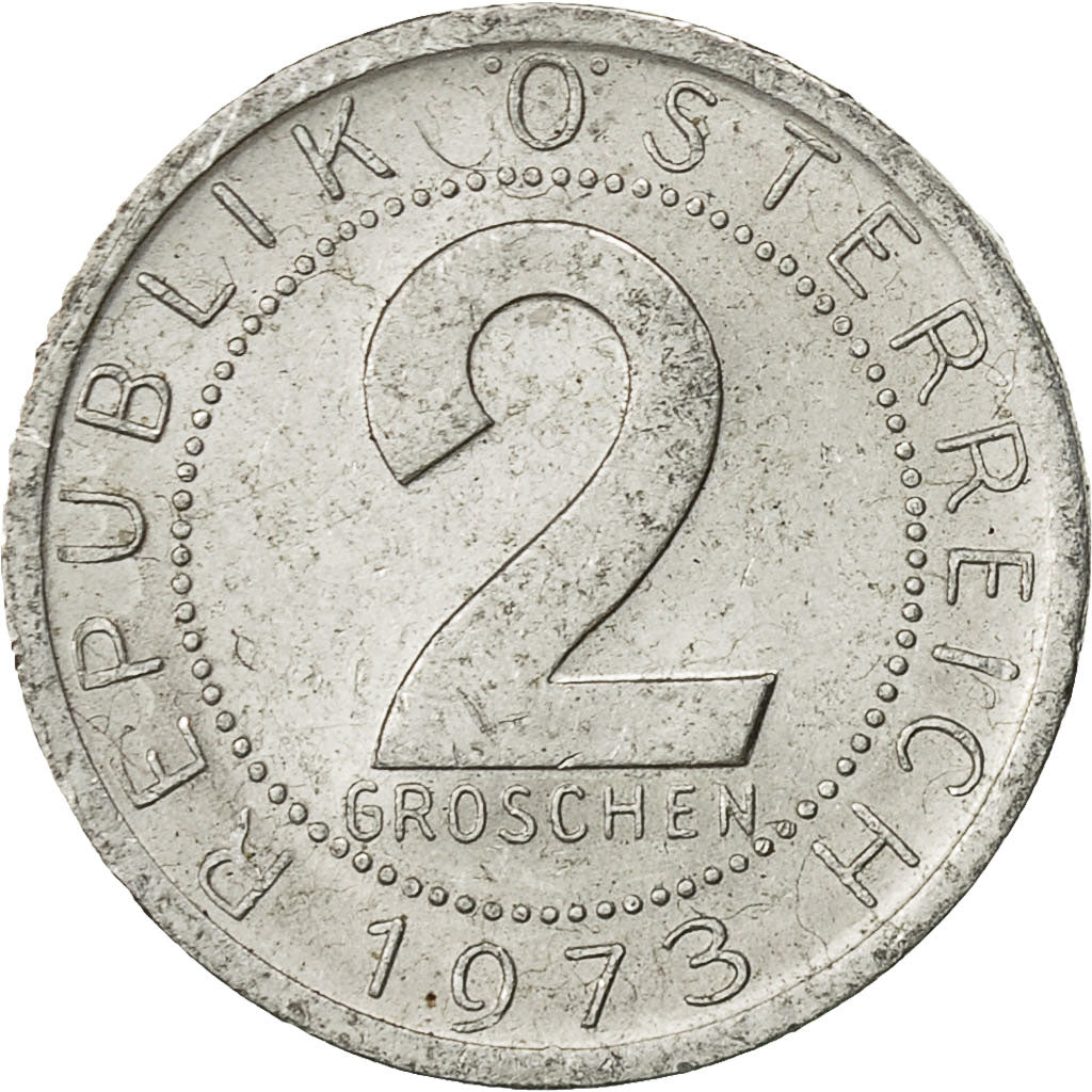 Coin, Austria, 2 Groschen, 1973, AU(50-53), Aluminum, KM:2876
