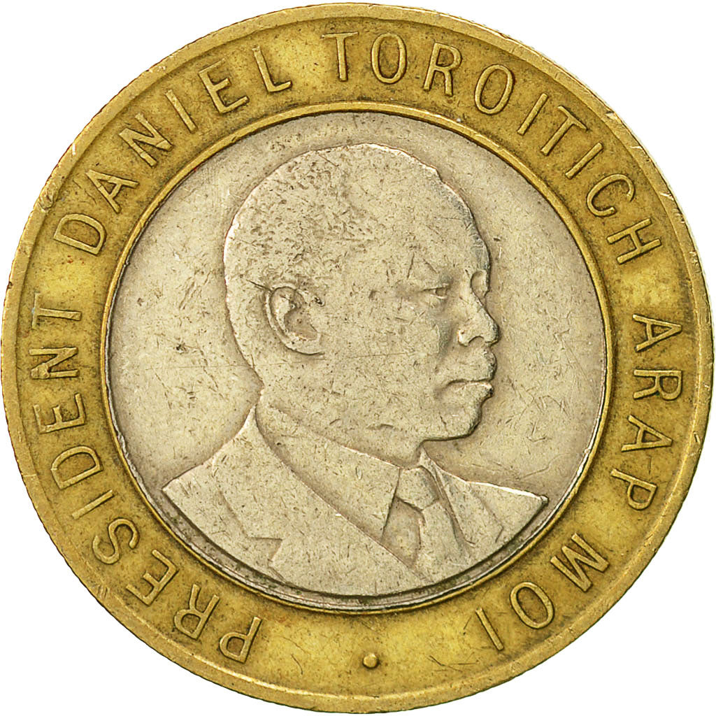 Coin, Kenya, 10 Shillings, 1995, British Royal Mint, EF(40-45), Bi-Metallic